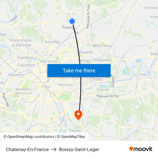 Chatenay-En-France to Boissy-Saint-Leger map