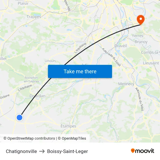 Chatignonville to Boissy-Saint-Leger map