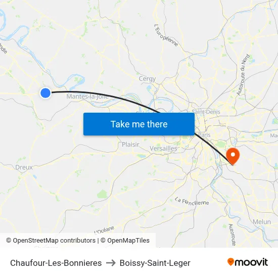 Chaufour-Les-Bonnieres to Boissy-Saint-Leger map