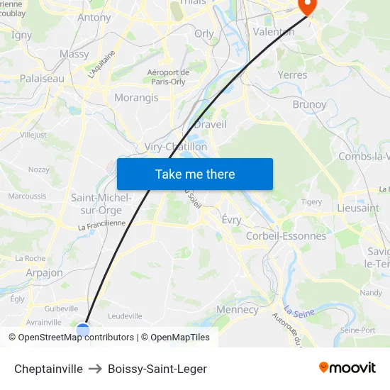 Cheptainville to Boissy-Saint-Leger map