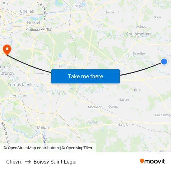 Chevru to Boissy-Saint-Leger map