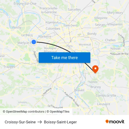 Croissy-Sur-Seine to Boissy-Saint-Leger map