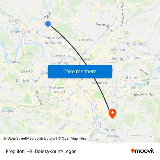 Frepillon to Boissy-Saint-Leger map