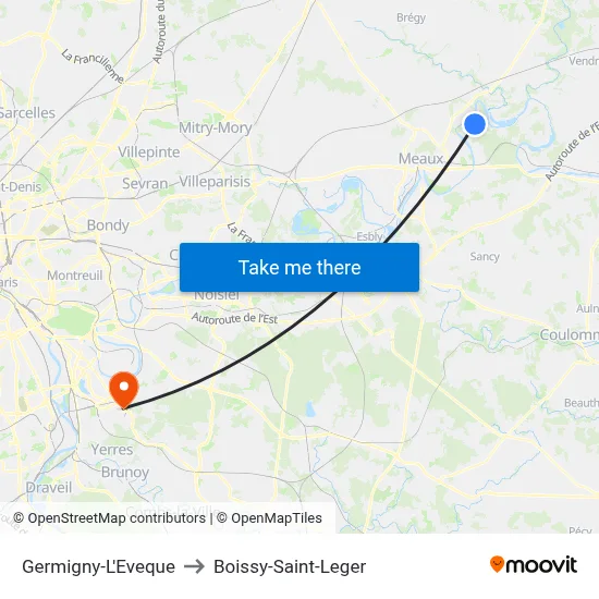 Germigny-L'Eveque to Boissy-Saint-Leger map