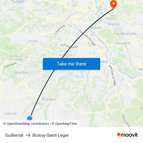 Guillerval to Boissy-Saint-Leger map