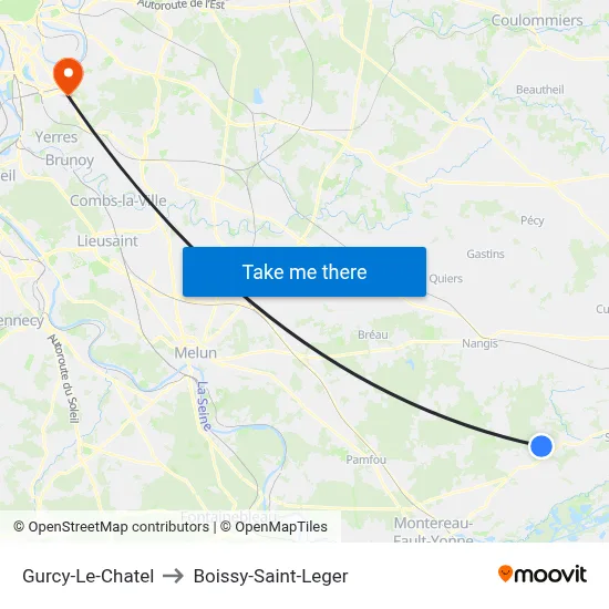 Gurcy-Le-Chatel to Boissy-Saint-Leger map