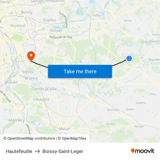 Hautefeuille to Boissy-Saint-Leger map