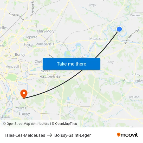Isles-Les-Meldeuses to Boissy-Saint-Leger map