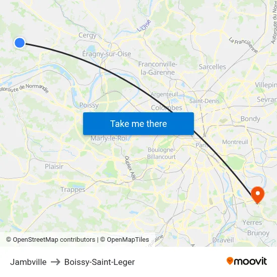 Jambville to Boissy-Saint-Leger map