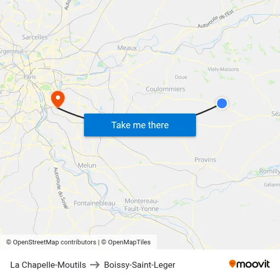 La Chapelle-Moutils to Boissy-Saint-Leger map