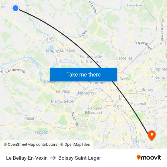 Le Bellay-En-Vexin to Boissy-Saint-Leger map