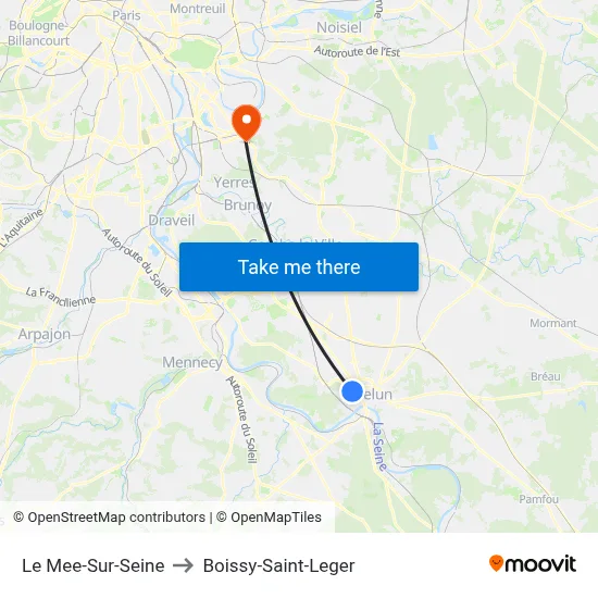 Le Mee-Sur-Seine to Boissy-Saint-Leger map