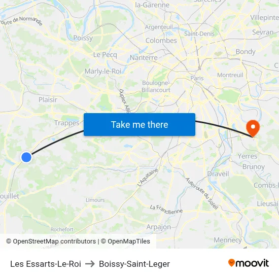Les Essarts-Le-Roi to Boissy-Saint-Leger map