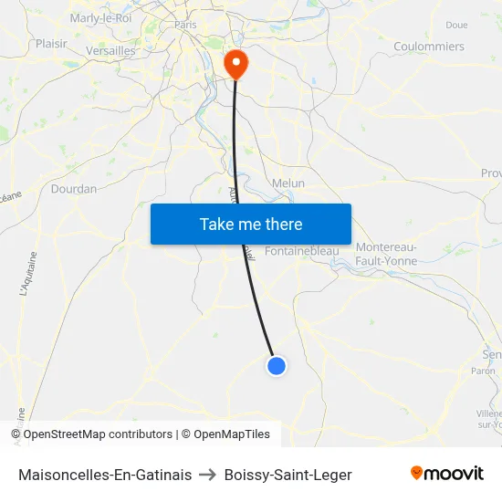Maisoncelles-En-Gatinais to Boissy-Saint-Leger map