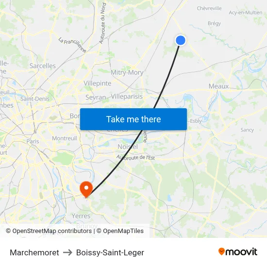 Marchemoret to Boissy-Saint-Leger map