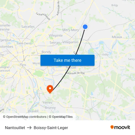 Nantouillet to Boissy-Saint-Leger map