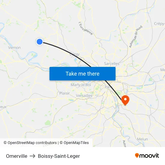 Omerville to Boissy-Saint-Leger map