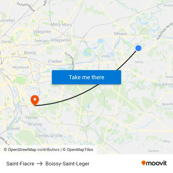 Saint-Fiacre to Boissy-Saint-Leger map