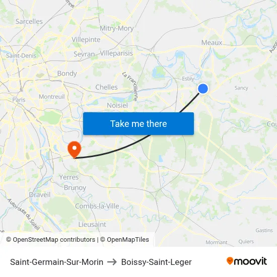 Saint-Germain-Sur-Morin to Boissy-Saint-Leger map