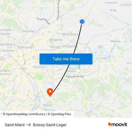 Saint-Mard to Boissy-Saint-Leger map