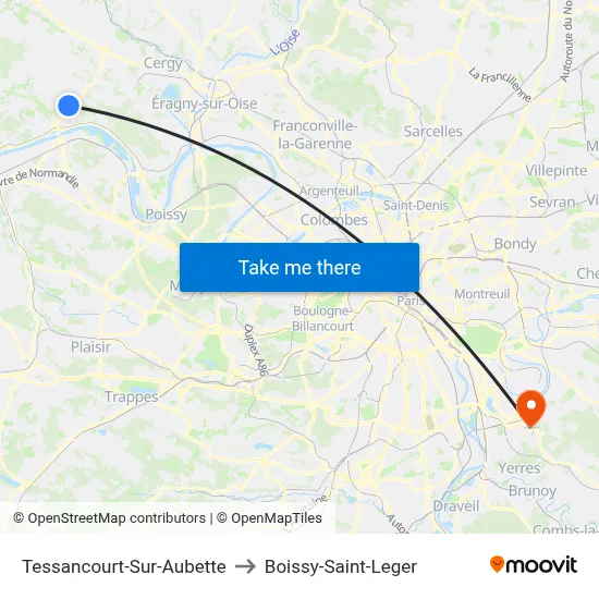 Tessancourt-Sur-Aubette to Boissy-Saint-Leger map