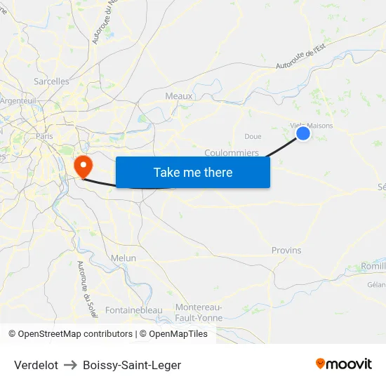 Verdelot to Boissy-Saint-Leger map