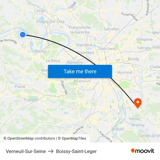 Verneuil-Sur-Seine to Boissy-Saint-Leger map