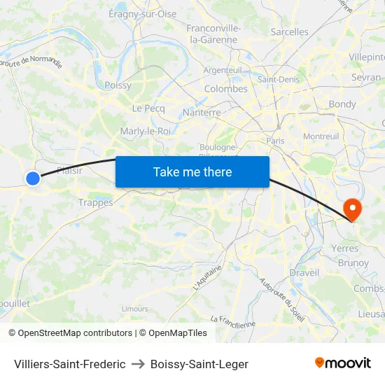 Villiers-Saint-Frederic to Boissy-Saint-Leger map
