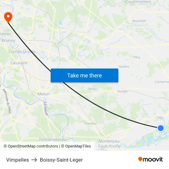 Vimpelles to Boissy-Saint-Leger map
