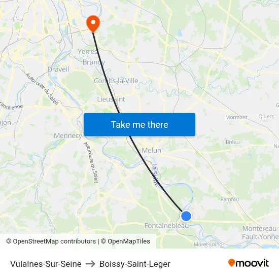 Vulaines-Sur-Seine to Boissy-Saint-Leger map