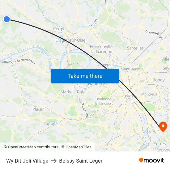 Wy-Dit-Joli-Village to Boissy-Saint-Leger map