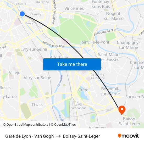 Gare de Lyon - Van Gogh to Boissy-Saint-Leger map