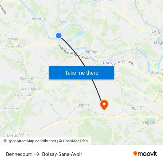 Bennecourt to Boissy-Sans-Avoir map