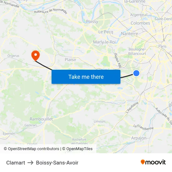 Clamart to Boissy-Sans-Avoir map