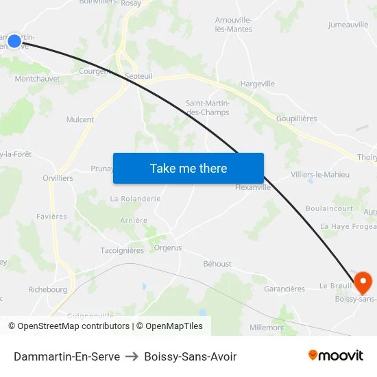 Dammartin-En-Serve to Boissy-Sans-Avoir map