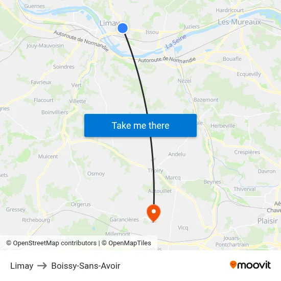 Limay to Boissy-Sans-Avoir map