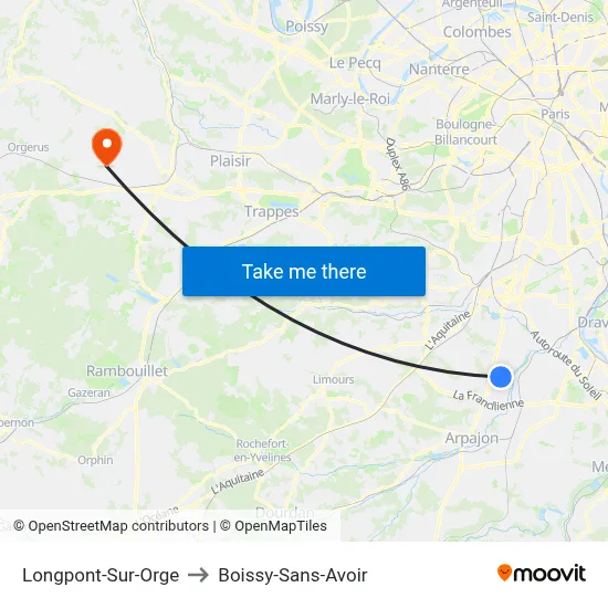 Longpont-Sur-Orge to Boissy-Sans-Avoir map