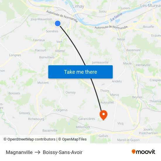 Magnanville to Boissy-Sans-Avoir map