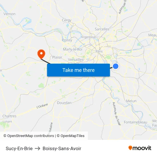 Sucy-En-Brie to Boissy-Sans-Avoir map