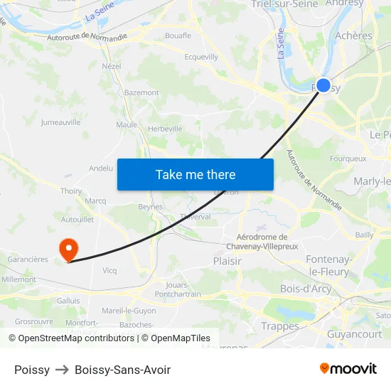 Poissy to Boissy-Sans-Avoir map