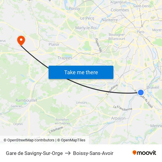 Gare de Savigny-Sur-Orge to Boissy-Sans-Avoir map
