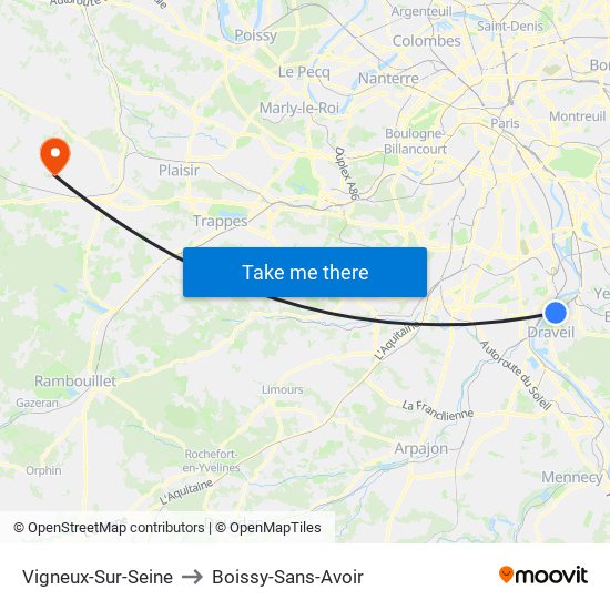 Vigneux-Sur-Seine to Boissy-Sans-Avoir map