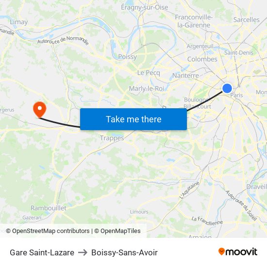 Gare Saint-Lazare to Boissy-Sans-Avoir map