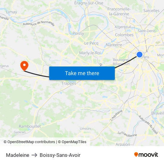Madeleine to Boissy-Sans-Avoir map