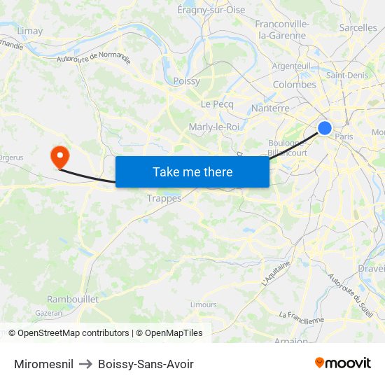 Miromesnil to Boissy-Sans-Avoir map