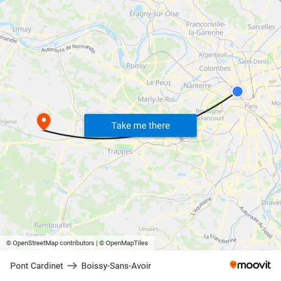 Pont Cardinet to Boissy-Sans-Avoir map