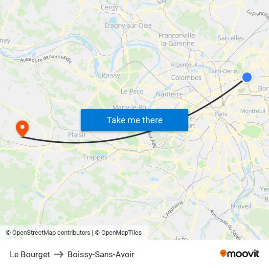 Le Bourget to Boissy-Sans-Avoir map