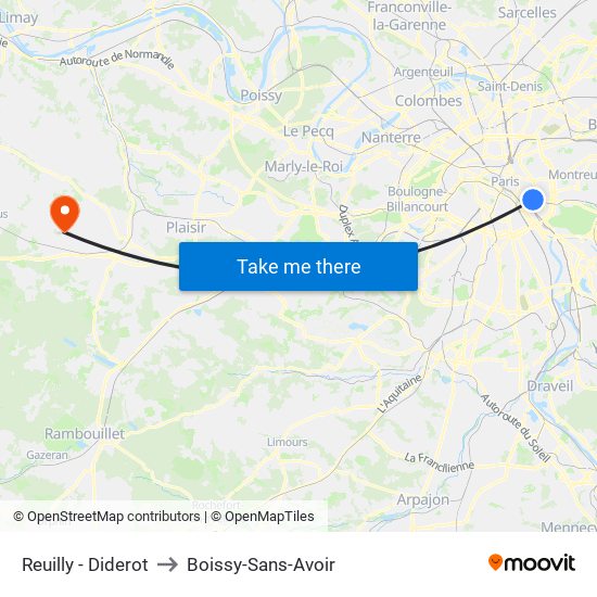 Reuilly - Diderot to Boissy-Sans-Avoir map