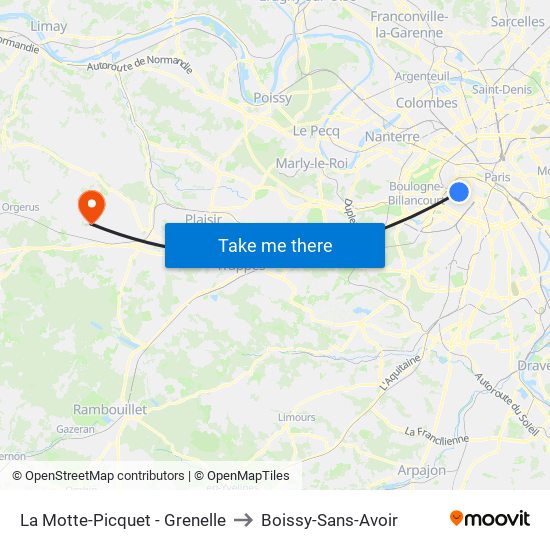 La Motte-Picquet - Grenelle to Boissy-Sans-Avoir map
