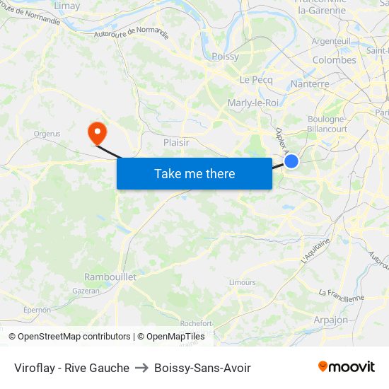 Viroflay - Rive Gauche to Boissy-Sans-Avoir map